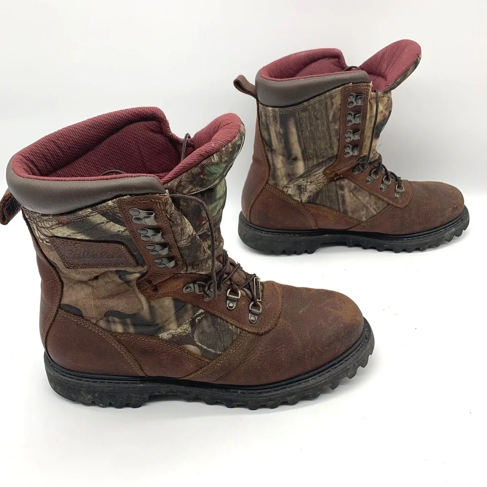 Cabela's Hunting Boots Mens 13EE Brown Camo Leather Lace Up Lug Sole‎ 81-4056
